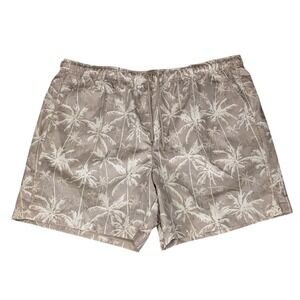 DSG Mens 2XL Rec Short Relaxed Fit 6 Inseam Palm Tree Print Tan White NWT